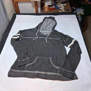 Women's Maurices Lightweight Hooded Sweatshirt Black Distressed Raw Size Large